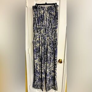 Women’s Strapless Animal Print Wide leg Jumpsuit